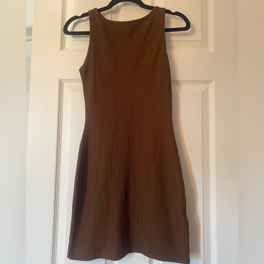 BROWN FITTED MINI DRESS